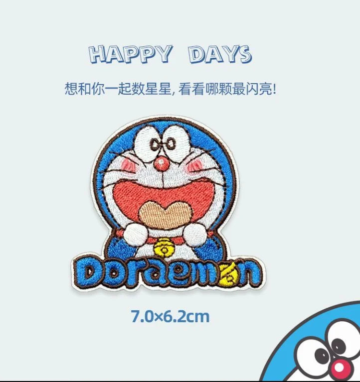 Doraemon Embroidered Fabric Patch Cute Fashionable Personalized Creative Simple Kawaii Ripped Patch Gift for Friend's Birthday