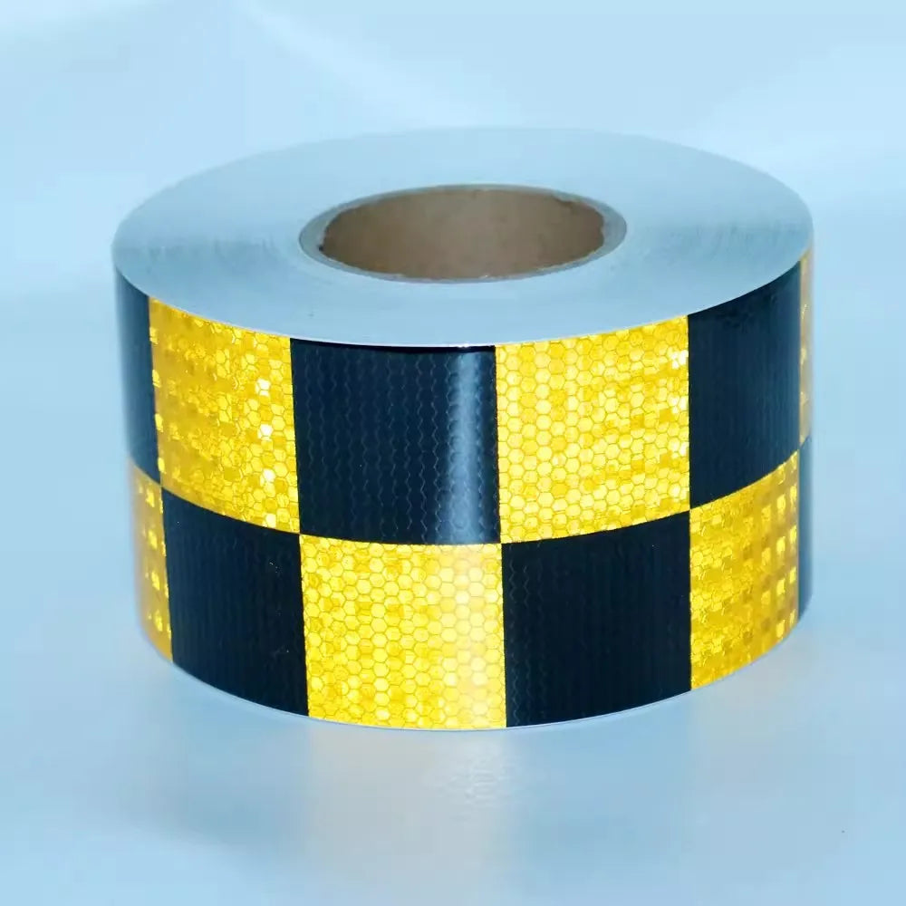 PVC Reflective Sticker Square Grid Checkered Pattern Reflector Tape Red Yellow Fluorescent White Reflect Film For Truck Car Road