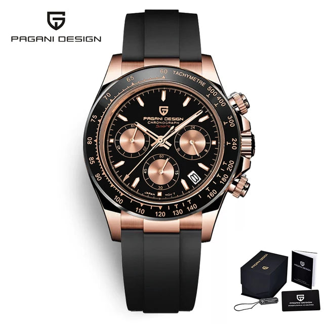 PAGANI DESIGN 40MM V2 Sky Blue Dial Classics Men Quartz Watches Sapphire Retro Chronograph Stainless Steel Waterproof Watch Men