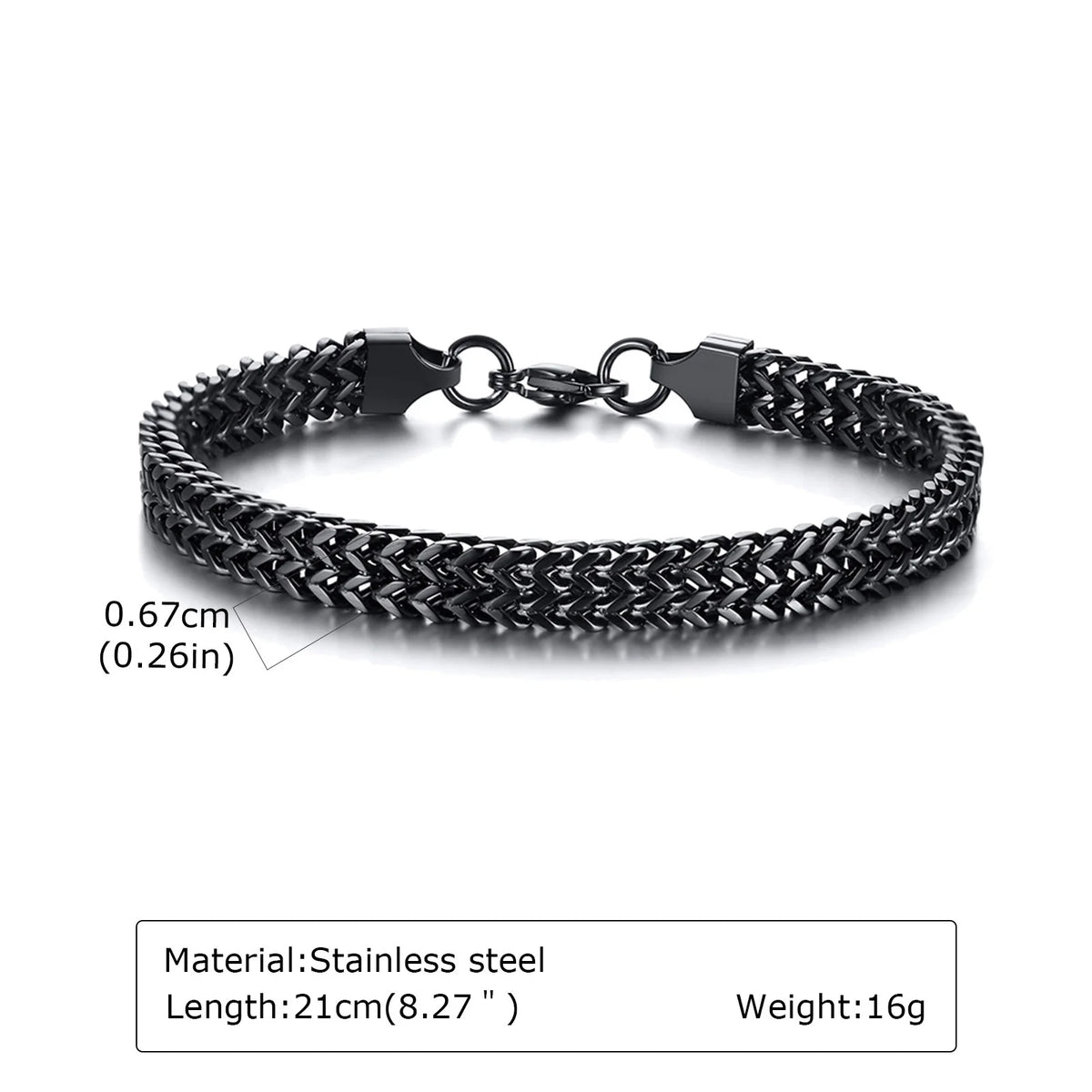 Casual Black Chain Bracelet for Men,Stainless Steel Byzantine Braided Link Wristband,Birthday Gift for Father Husband Son