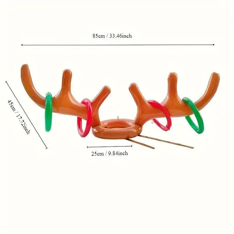 1/2pcs Inflatable Reindeer Antler Ring Toss Party Game Set Christmas Party Games New Year's Eve Birthday Party Decorations