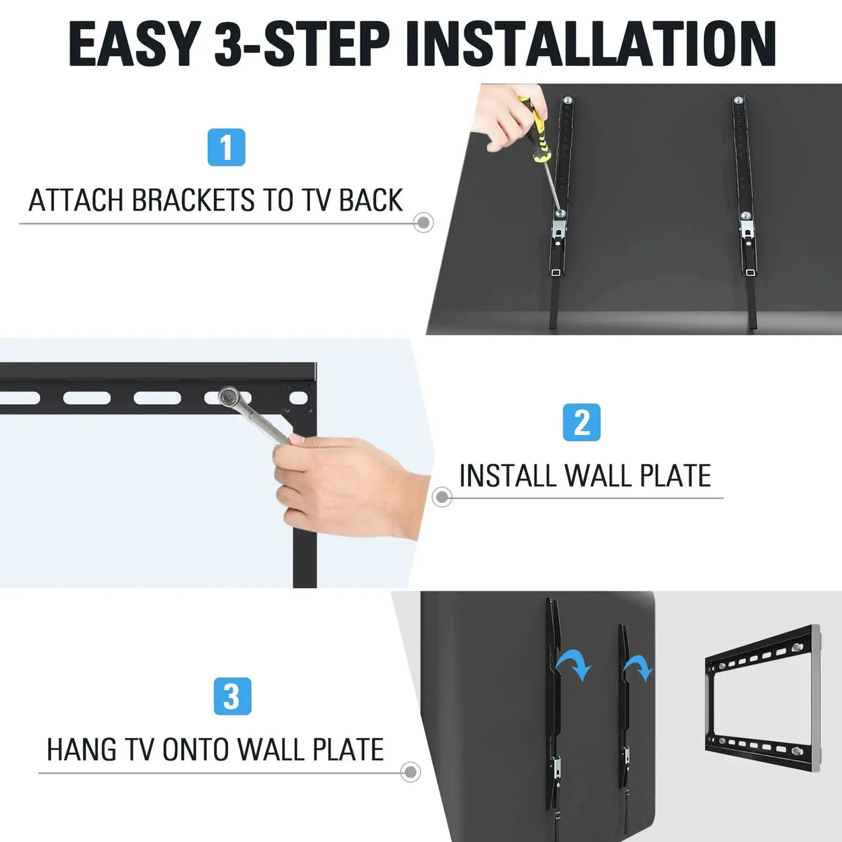 Universal TV Wall Mount Bracket 26-63 Inch LCD LED Monitor Holder Adjustable Low Profile Flat Mount for TVs