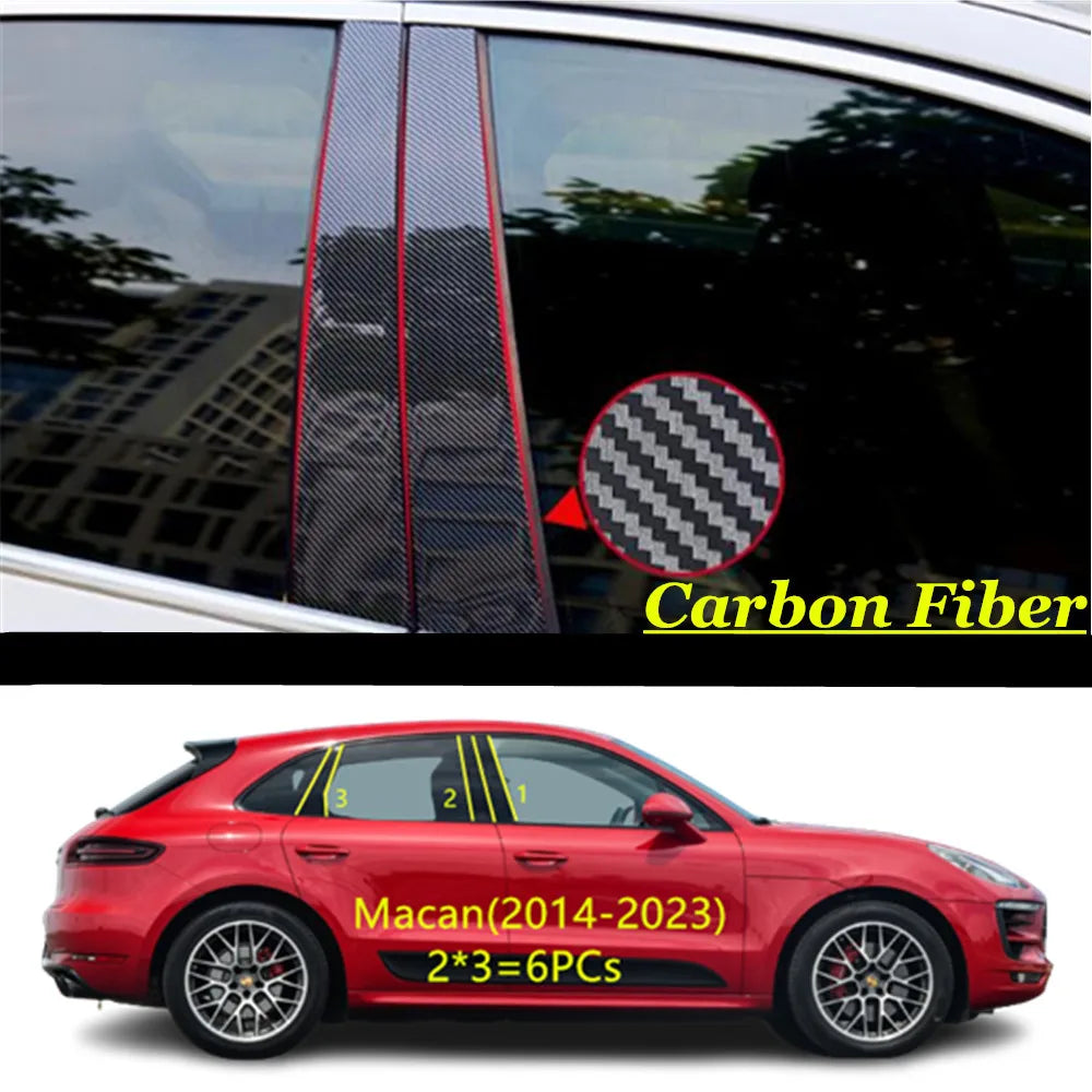 Car PC Material Pillar Post Cover Door Trim Window Molding Sticker Plate Accessories For PORSCHE Panamera 2010-2023/Macan 2014+