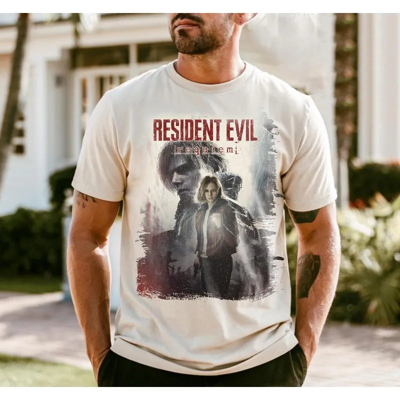 Retro Resident Evil Requiem 2026 T-shirt, Resident Evil 9 Men's T-shirt Summer New Style Suitable for Both Men and Women