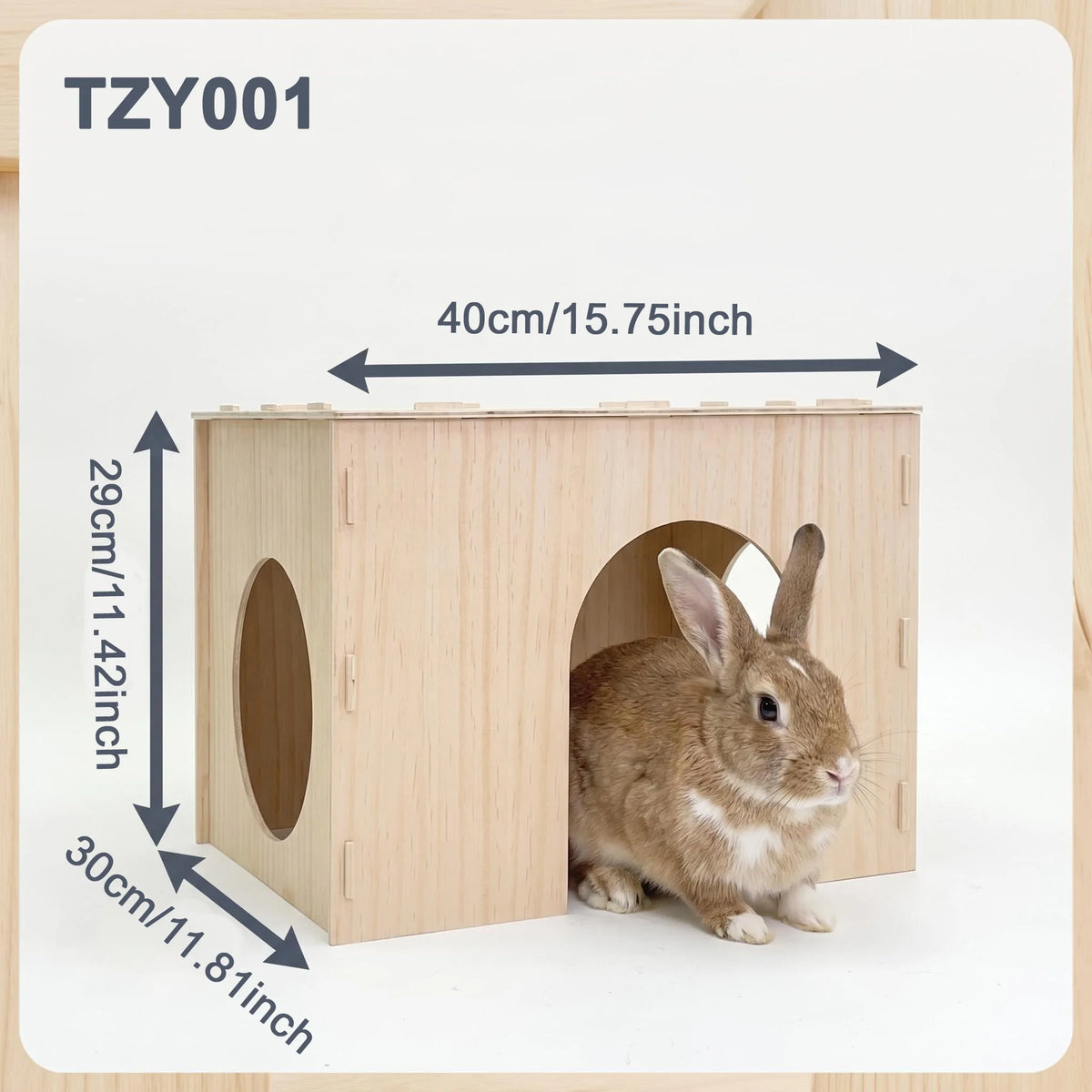 Easy-To-Install Wooden Rabbit House, Glue-Free Assembly, Double Entrance and Exit, Breathable Small Pet Nest, Sturdy Indoor Shelter, Suitable for Rabbits, Guinea Pigs, and Hedgehogs