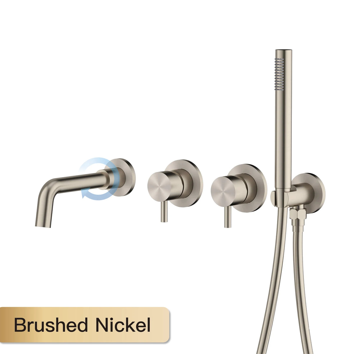 Simple Luxury Gun Gray Brass Bathroom Faucet with Wall Design and a Dual Handle Bathtub Mixer for Both Hot and Cold Water