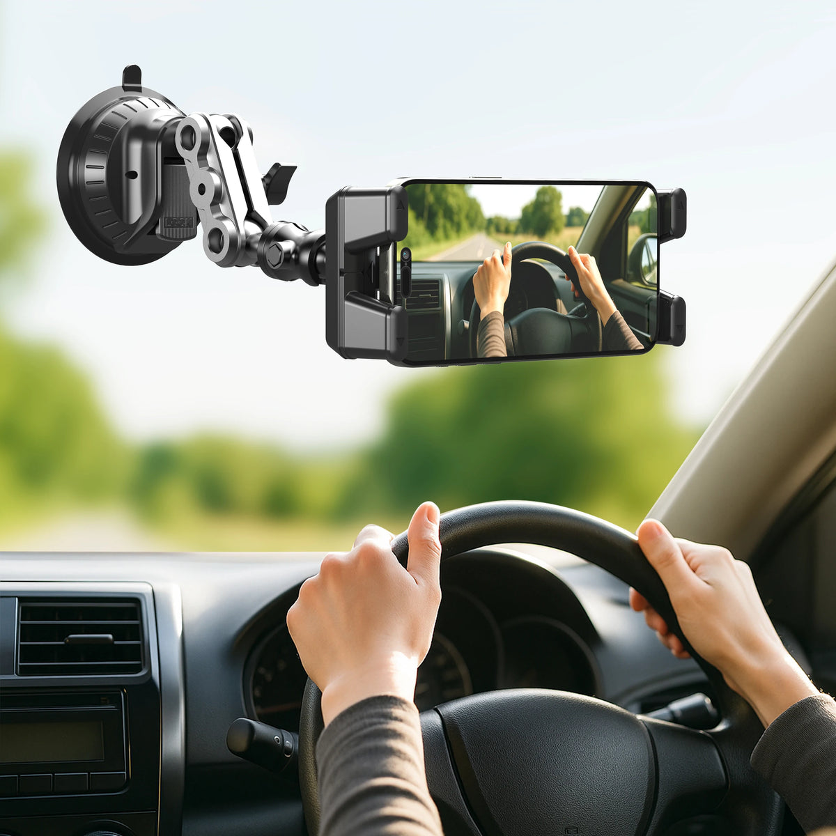 Aluminum Alloy Universal Car Mount, Adjustable Magic Arm for Video Recording and Vlog Shooting, for 4"-15" Phones and Tablet Pads