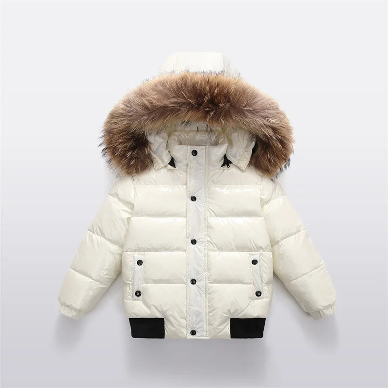 UNITIM Kids Baby Girls Down Jacket Hooded Glossy No-rinse Toddler Boys Down Coat Winter Thicken Warm Newborn Boys Parkas Outwear