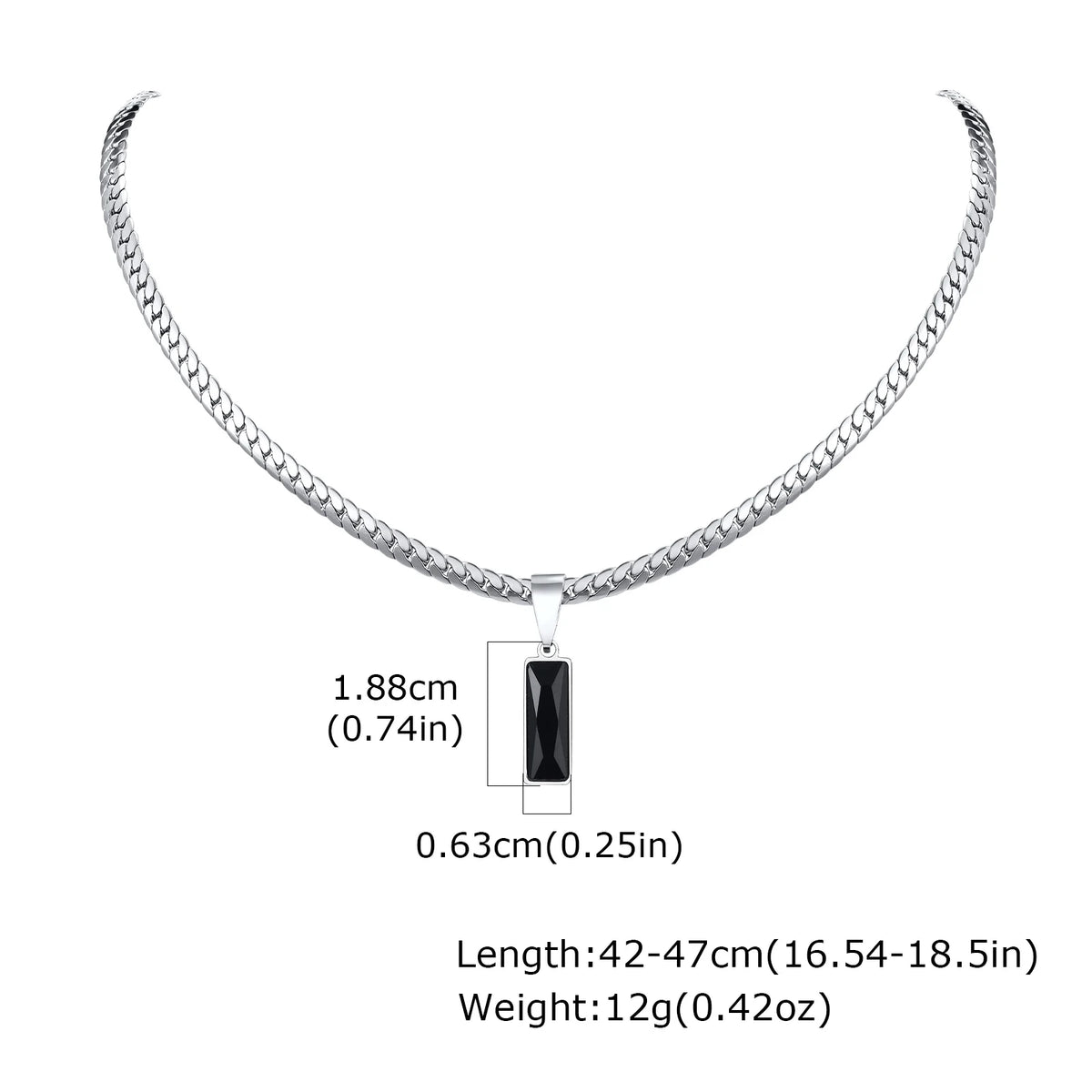 Stylish Mens Geometric Stone Pendent Necklaces,Stainless Steel Flat Cuban Chain Collars,Hip Hop Jewelry Gifts for Him Boys