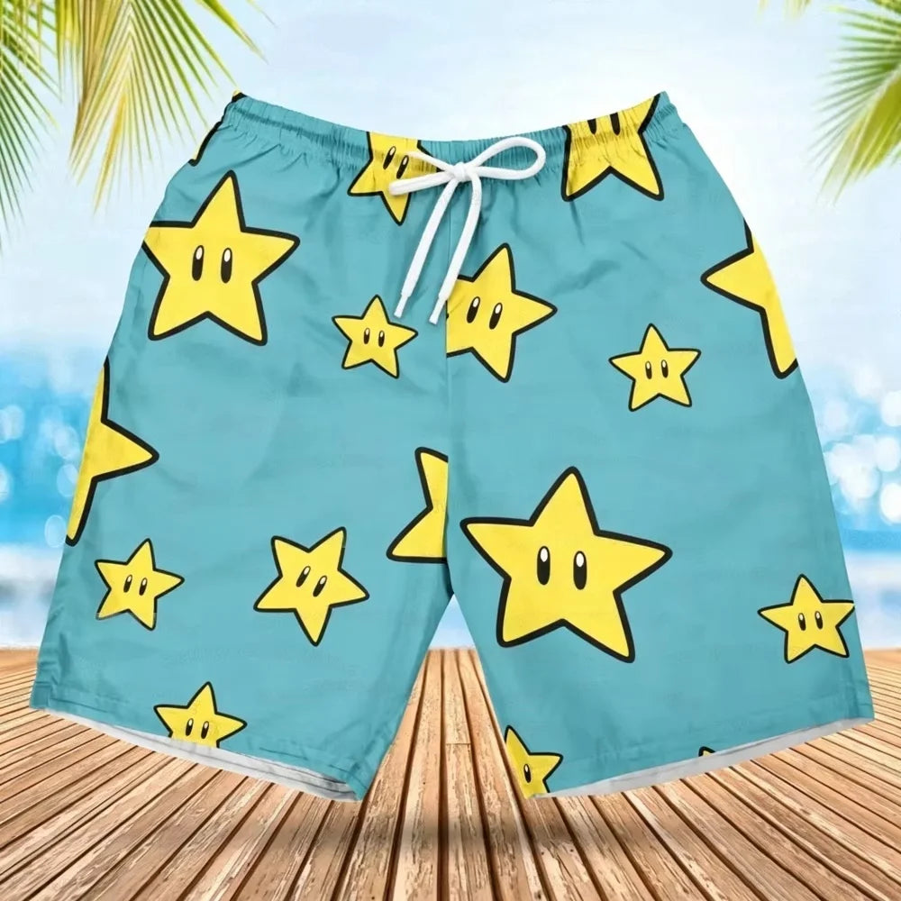 2026 Summer Men's Women's Quick-Drying Beach Shorts Luigi Yoshi Printed Shorts for Beach Swimming Pools Gyms and Outdoor Sport