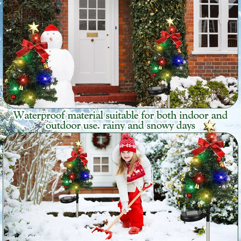 Christmas Solar Tree Light Outdoor Decorations Garden Stake Lighted Yard LED Solar Stakes Trees for Pathway Lawn Patio Ornament