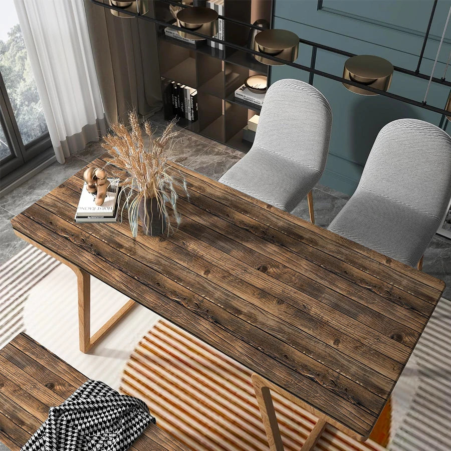 3D Dark Wood Grain Self-Adhesive Wallpaper,Retro Industrial Style, Easy DIY Installation,Waterproof PVC Wall Sticker for Kitchen