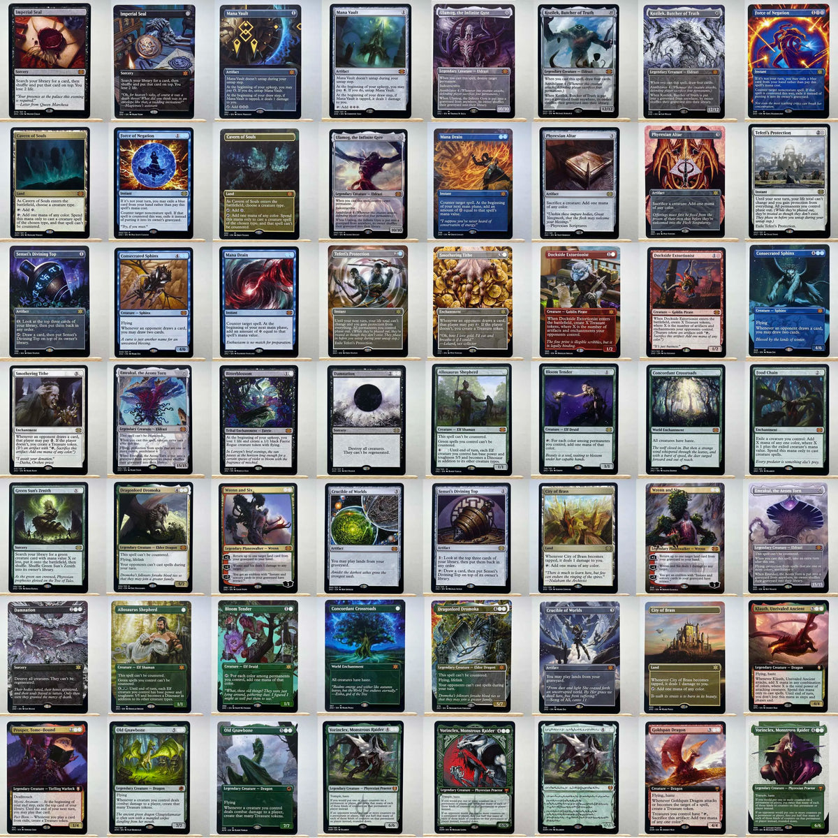 2X2 HOLO9-001 Tcg Proxy Cards Phyrexian Altar Imperial Seal Mana Vault Dockside Extortionist Damnation Force of Negation