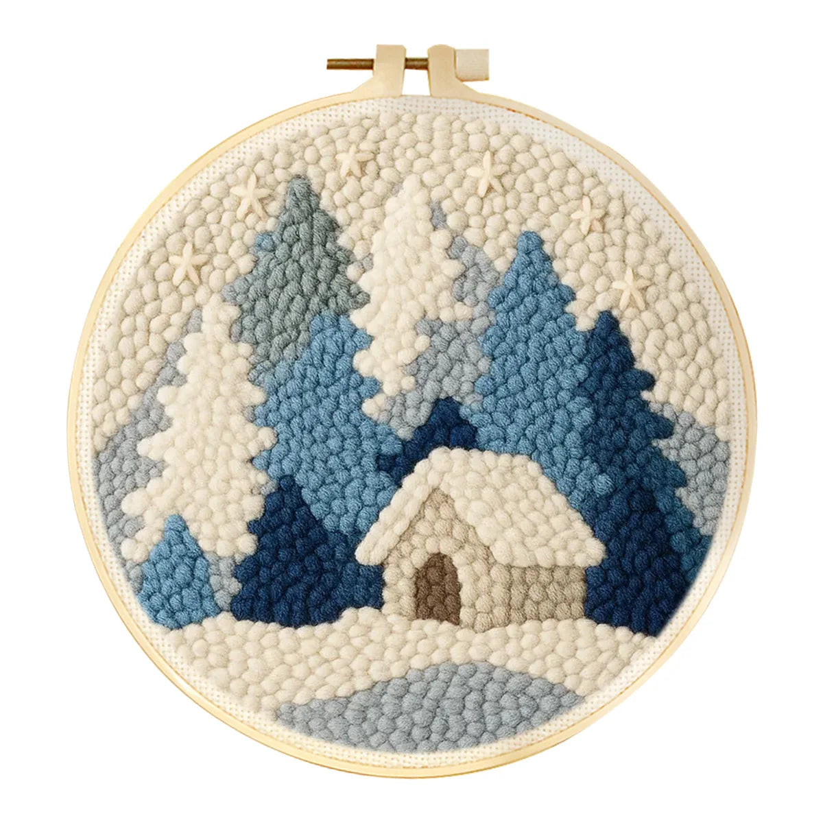 GATYZTORY punch needle embroidery kit for beginners Sewing Winter Snowhouse Landscape Christmas Gift Home Decoration Painting