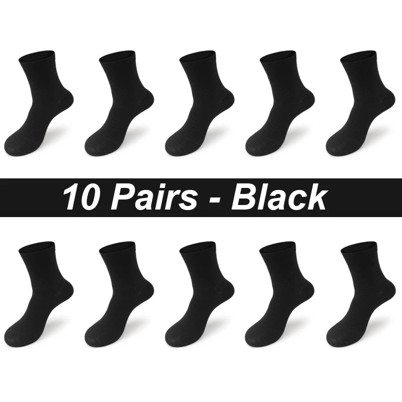 High Quality 10 Pairs/lot Men Bamboo Fiber Socks Breathable Compression Long Socks Business Casual Male Large size 38-45