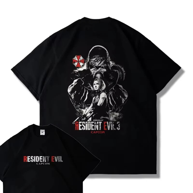 CAPCOM Game PS5 Resident Evil 4 Remastered Short Sleeve T-shirt Men's and Women's Loose Clothes Leon Printed Harajuku Y2k Top
