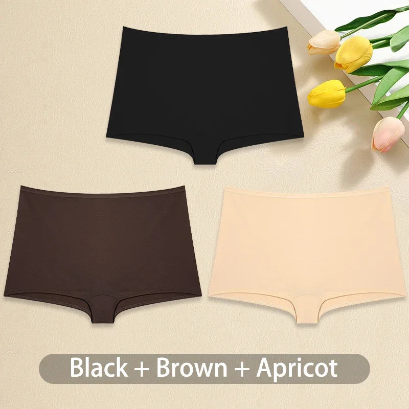 3PCS/Set Women Cotton Panties Sexy Low Rise Boyshorts Seamless Sports Boxers Female Comfortable Underwear Solid Color Lingerie