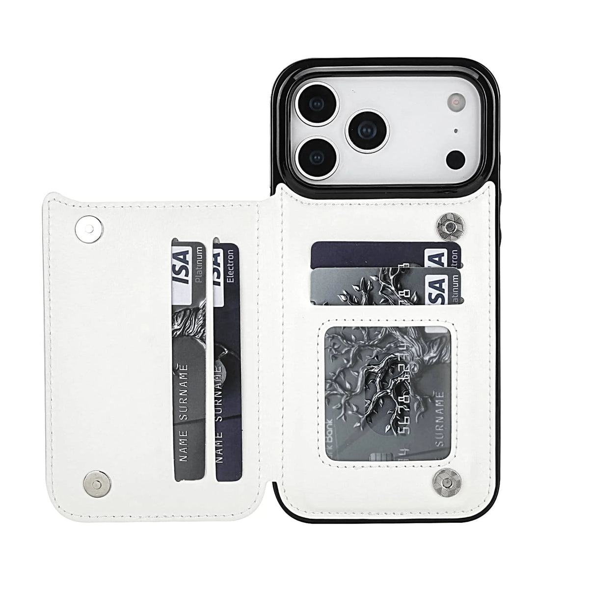 For iPhone 18 Pro/17 Pro Max/17eAir Wallet Case With Card Holder,PU Faux Leather Kickstand Card Slots Case,Double Magnetic Clasp