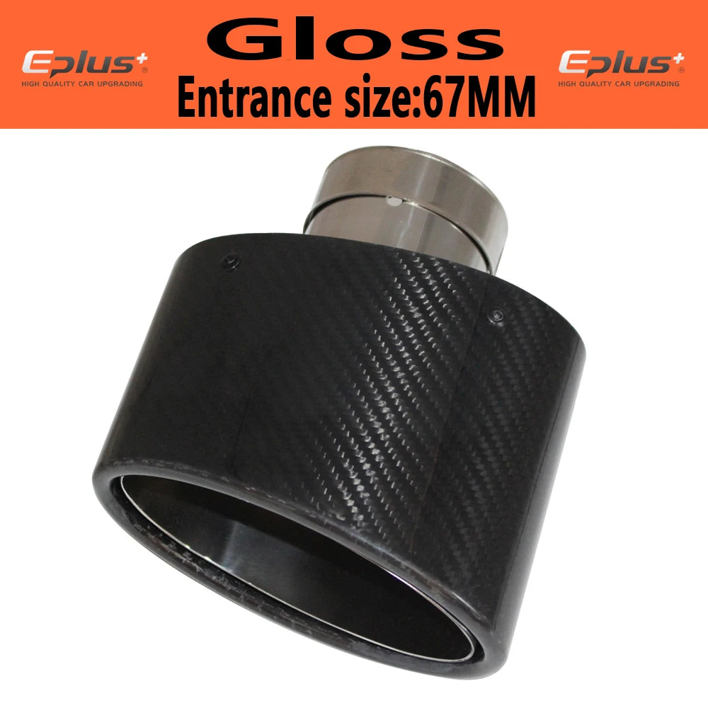 Oval Gloss Carbon Fiber Universal Car Mufflers Tip Exhaust Pipe Nozzle Decoration stainless steel Black silvery Tilting Left Rig