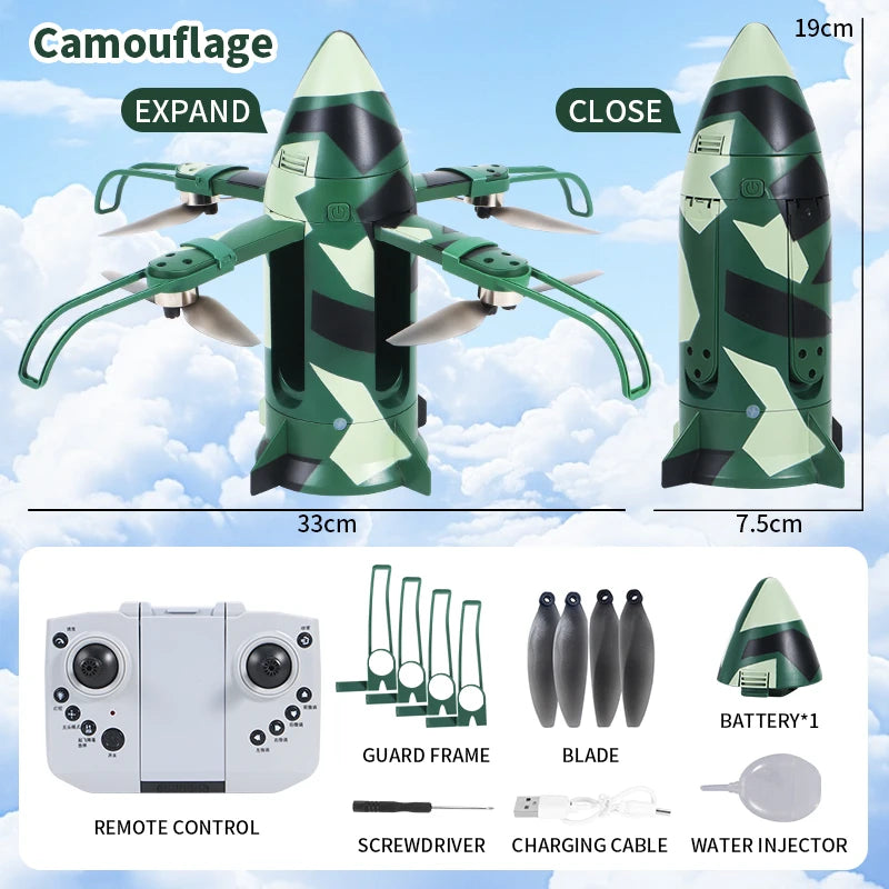 DF-5C Rocket Drone Brushless Motor Flame Spray LED Lights 2.4G RC Foldable One Key Takeoff Landing Headless Mode Kids Toy