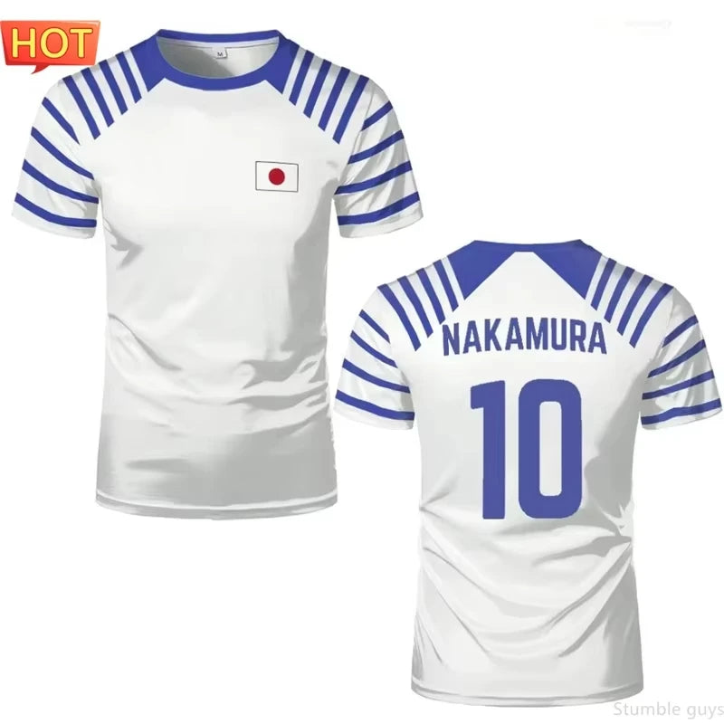 New Anime Captain Tsubasa Soccer Kit Kids Adult Nankatsu Tsubasa Toho Hyuga Misaki Wakabayashi Retro Football Jersey Set Uniform