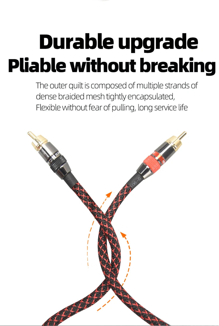 Hi-Fi RCA Cable High Quality 4N OFC HIFI 2RCA-2RCA Male to Male Audio Cable Main Core Independent Shielding One Pair