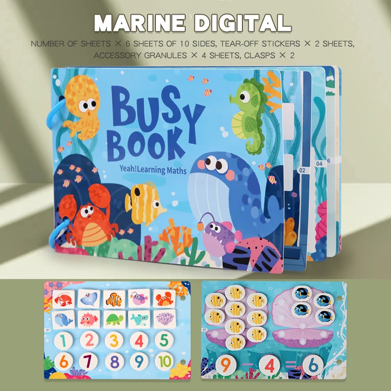 Montessori Baby Busy Book My First Quiet Book Paste Early Learning Education Toy for Toddlers Matching Game Toys for Kids Gifts