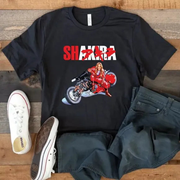 Shakira T Shirt Akira Shotaro Kaneda Motorcycle Japan Anime T-shirts Manga Tokoyo Fashion Harajuku Funny Oversized Men's Tees