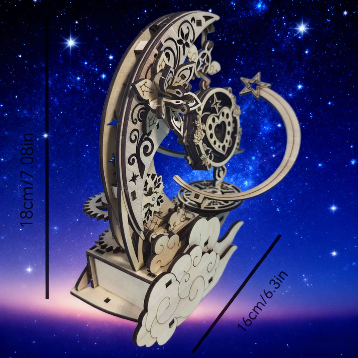 3D Wooden Jigsaw Puzzle, Midsummer Night, Romantic and Exquisite, Design Inspired by the Unique Combination of Hearts and Stars.