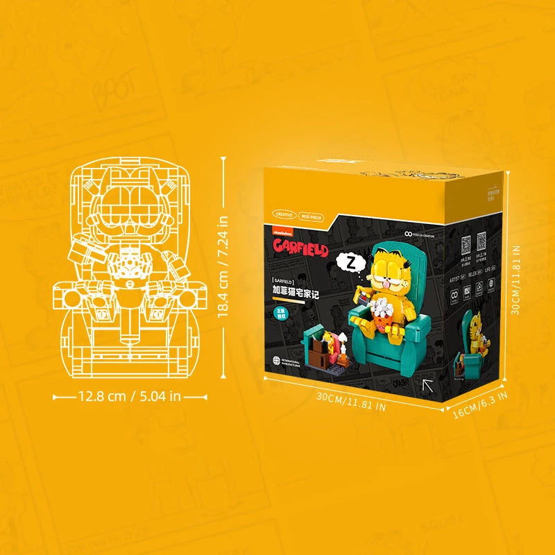 Garfield Cat Sofa Building Blocks Sitting Garfield Character Model Bricks Educational DIY Toys Desktop Decoration Holiday Gifts
