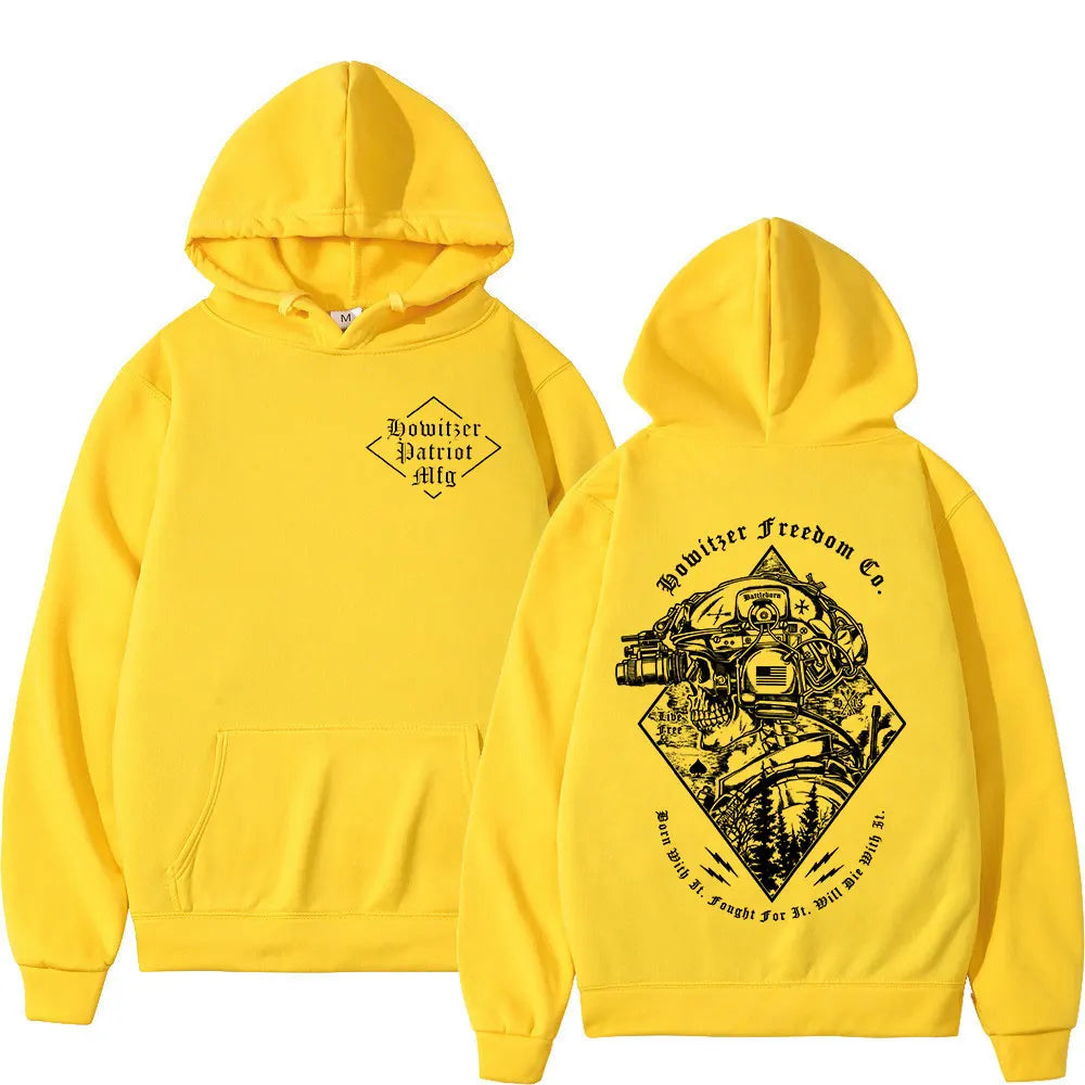 Til Valhalla Warrior Spirit Military Grunt Tactics Skeleton Hoodie Men's Clothing Fashion Gothic Long Sleeve Sweatshirt Pullover