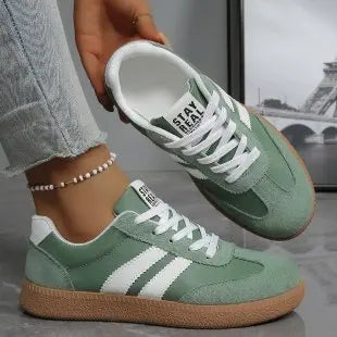 Lightweight Comfortable Sneakers for Women Fashion Striped Lace Up Sports Shoes Woman Casual Breathable Green Sneakers Plus Size