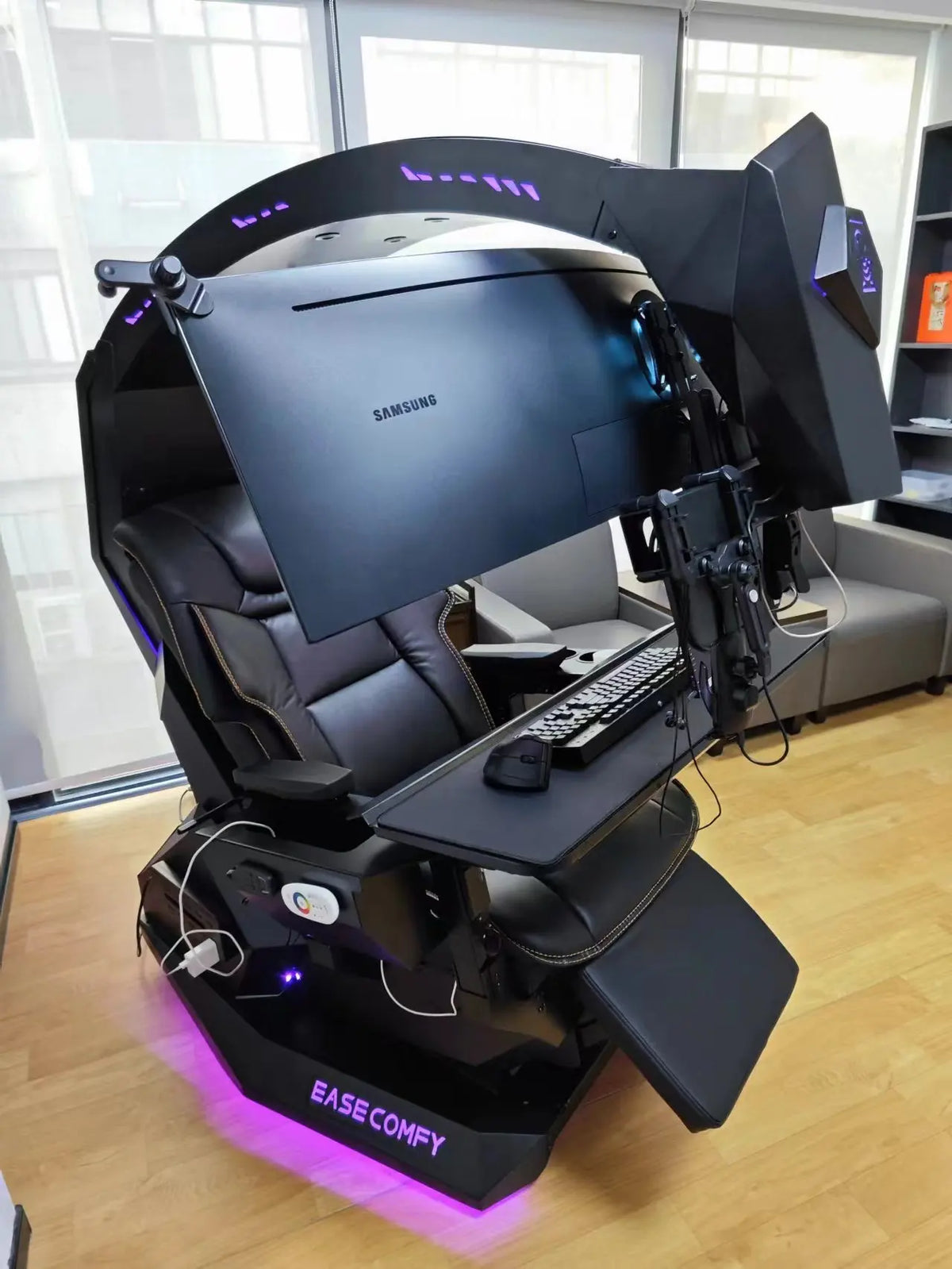 Easecomfy T2 Throne Computer Cockpit Chair Workstation Gaming Rig Support Multi Monitors zero Gravity Chair Cockpit