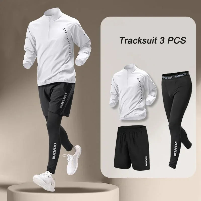 2026 Spring Men's Quick Dry Jacket Suit 1-4 Piece Outdoor Fitness Running Sets Sports Jogging Pants Workout Clothes Sportswear