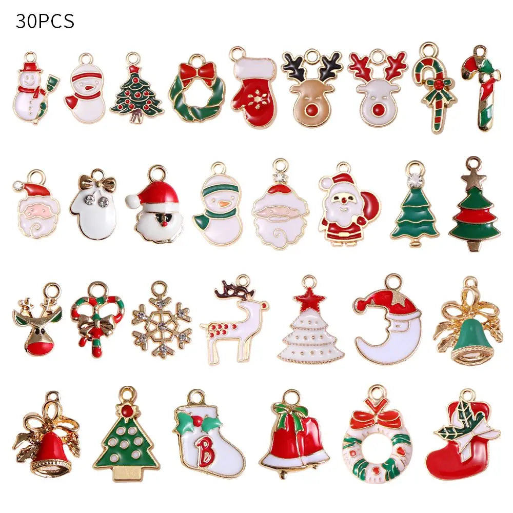 10-50PCS A+ NewYear Fashion Metal Alloy Christmas Charm Decor Set Xmas Pendant Drop Ornaments Hanging Christmas Decoration