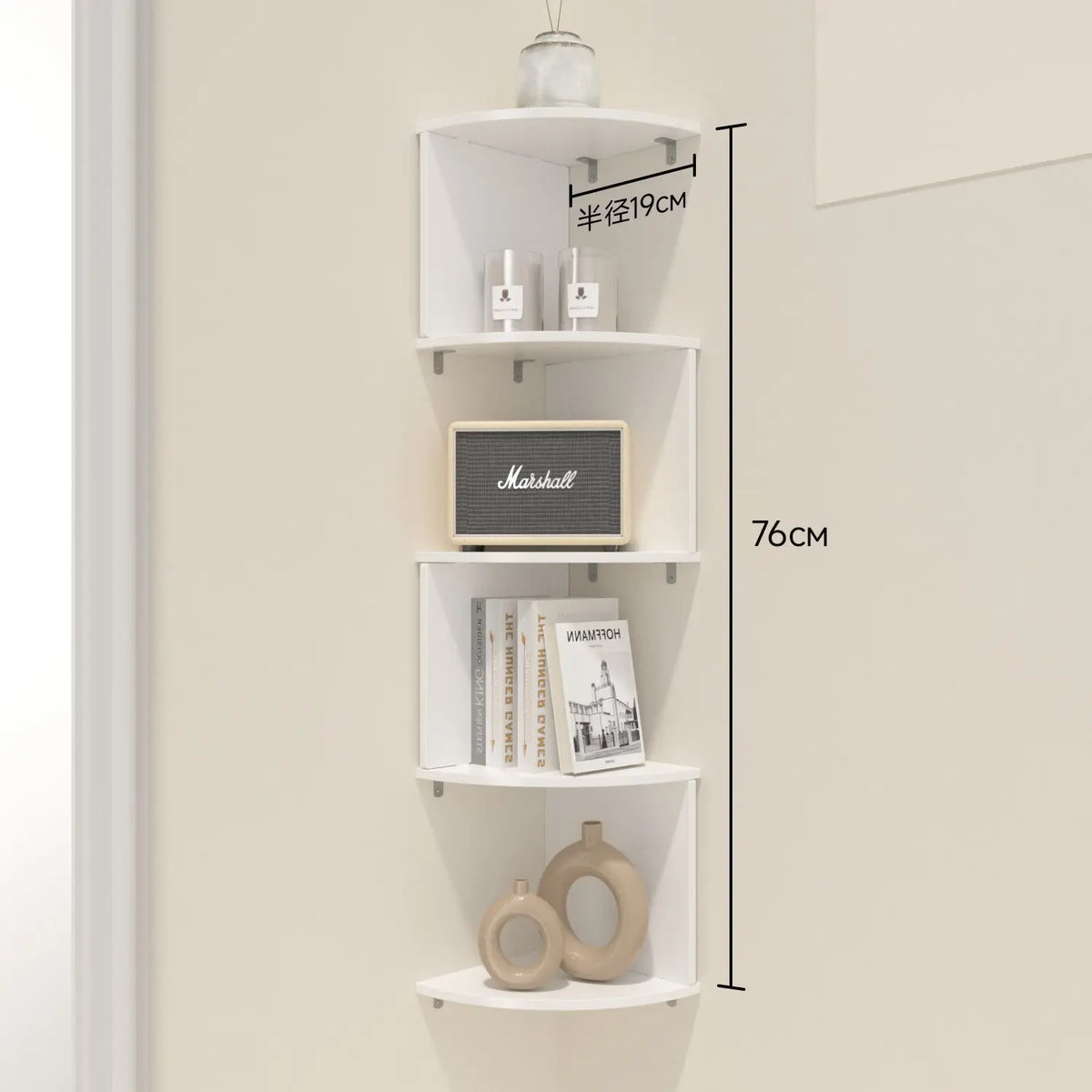 Corner Storage Rack, Moisture-Proof, No-Drill Wall-Mounted Shelf for Bedroom, Wall Corner Bookshelf, Kitchen Triangle Cabinet Storage Rack