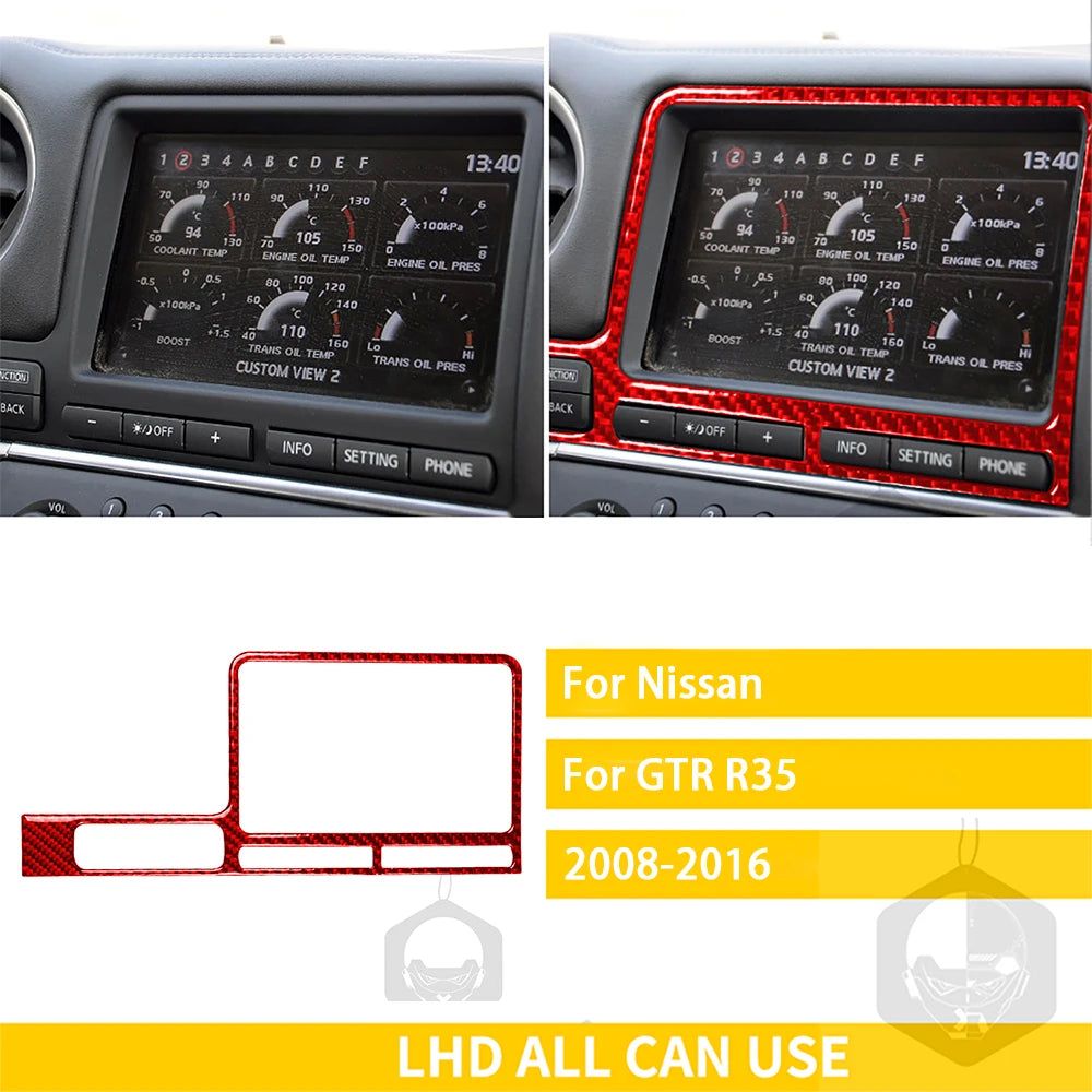 For Nissan GTR R35 2008-2016 Accessories Carbon Fiber Car Interior Navigation Display Surround Frame Cover Trim Sticker