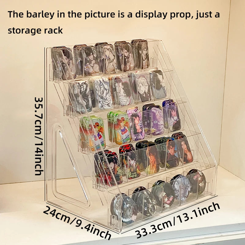 Square Barbecue Storage Display Rack, Transparent Staircase Badge Card Holder, Large Capacity Desktop Organizer