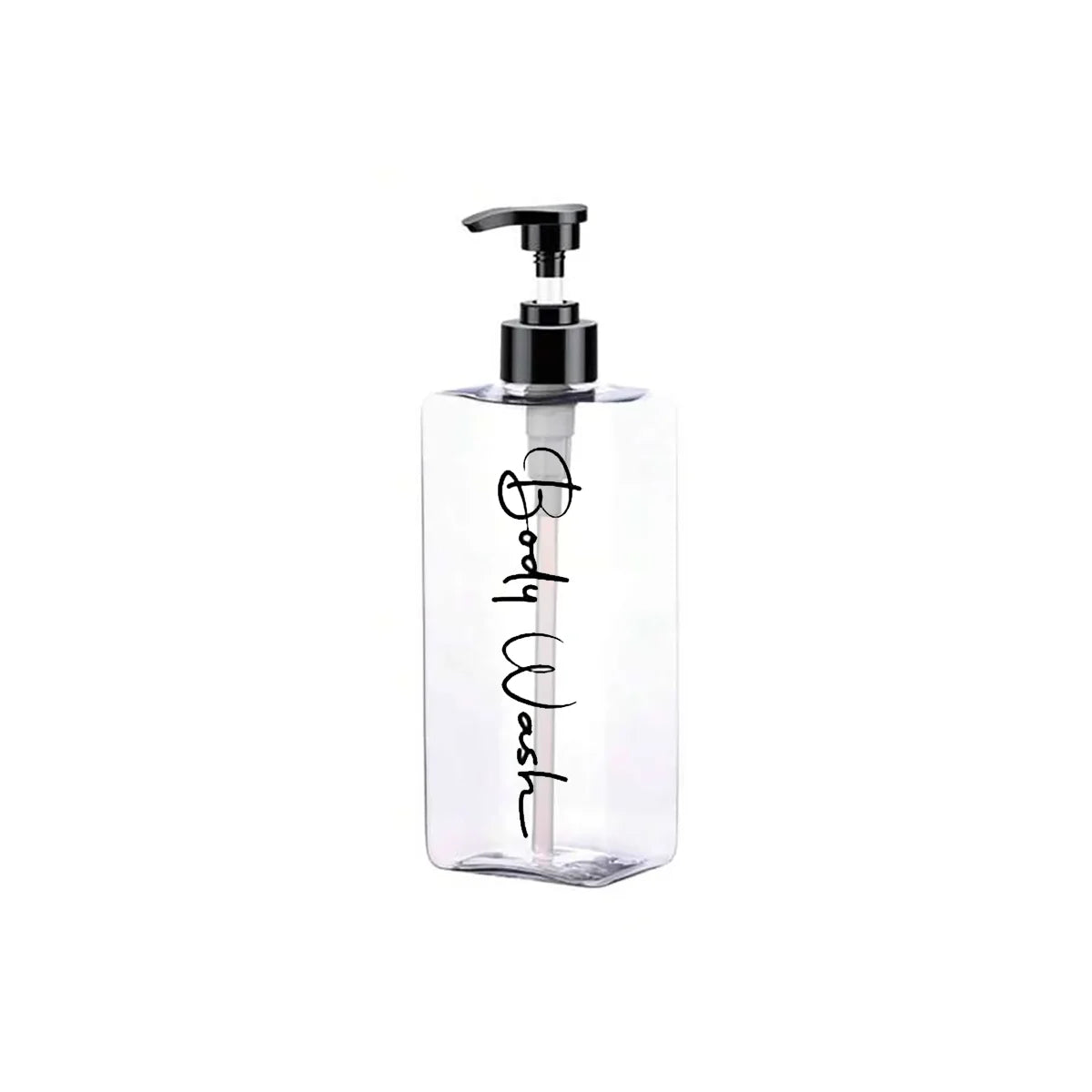 3 Transparent Square Refillable Shampoo and Conditioner Dispensers, 400ml Each, with 3 Waterproof Labels