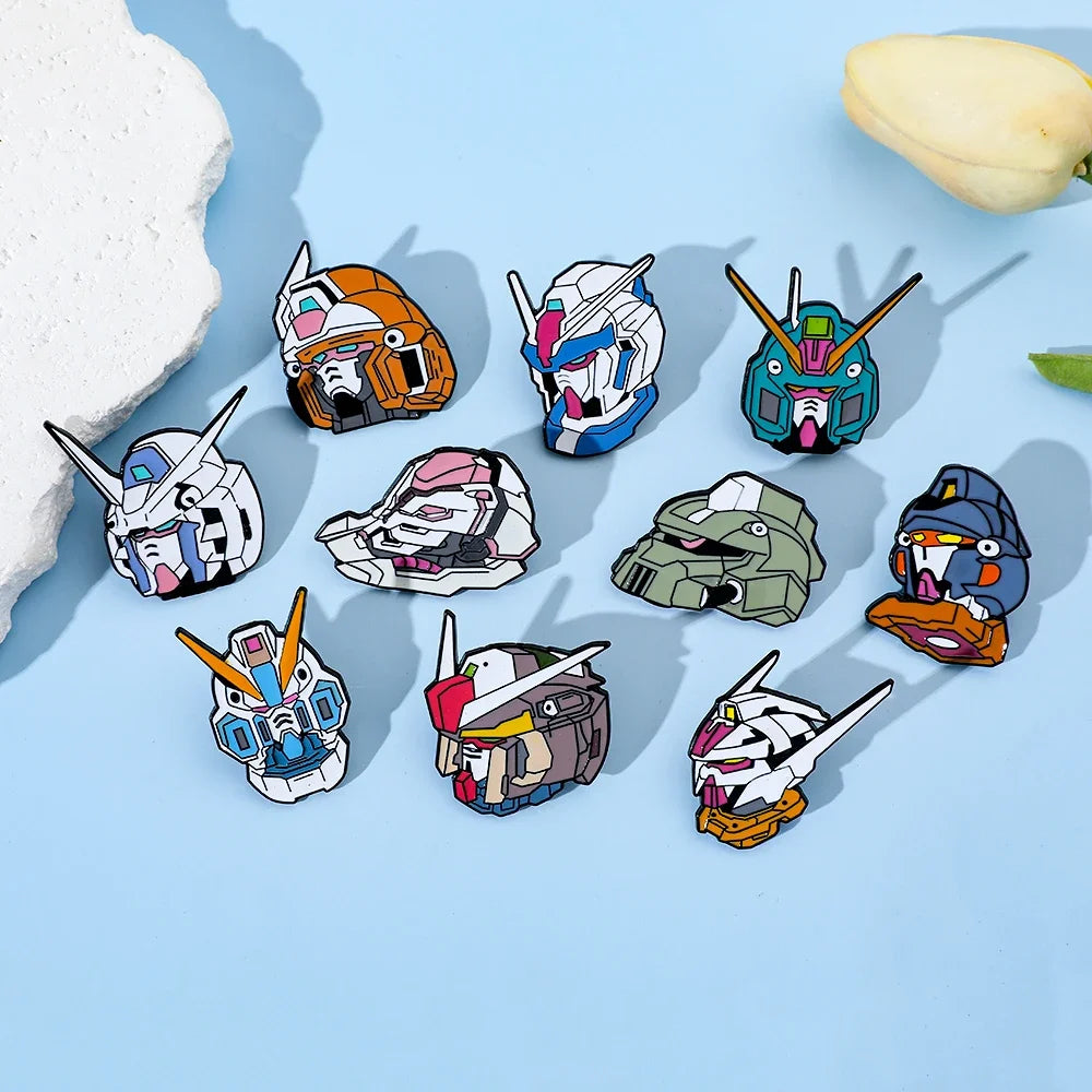 10 Pcs Fashion Anime Brooch Handsome Mobile Suit Gundam Enamel Pin Metal Badge Jewelry Clothing Backpack Accessories Gift
