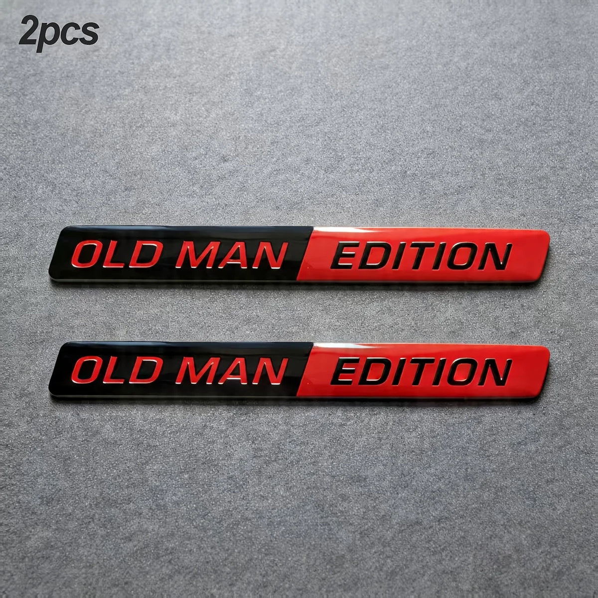 2pcs Old Man Edition 3D Emblem Aluminium Sticker Badge Funny Old Man Edition Decals Car Replacement Decoration for Universal