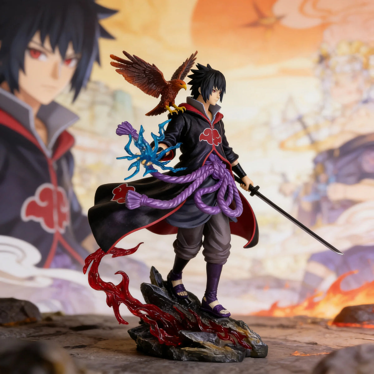 Anime Surroundings Naruto GK Ten Years Hundred Tolerate Lightning Cut Sasuke Sculpture Model Desktop Ornament Boxed Figurine