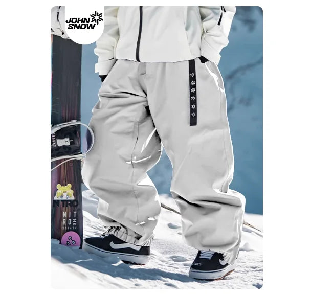 John Snow Winter Women And Men's Waterproof Ski Pants Outdoor High Quality Breathable Loose Snow Trousers Ski Snowboarding Pants