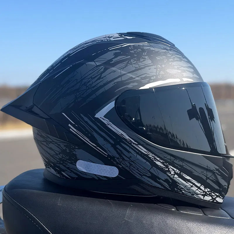 LVS-703-Unisex Full Face Motorcycle Helmet, DOT Approved ABS Shell, All Season Breathable Shockproof Street Bike Safety Gear