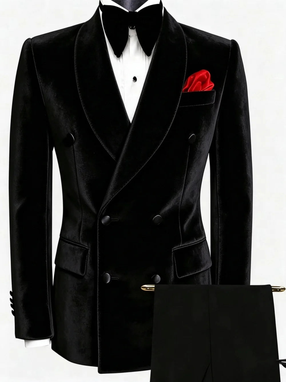 Man Velvet Slim Fit Suits 2 Pieces Dancing Wear Handsome Classic Suit Set For Men Wedding Birthday Outfit Plus Size Party Tuxedo