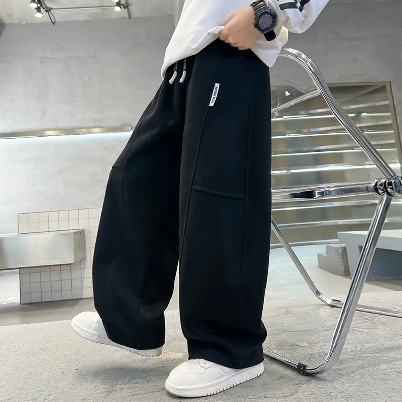 UNITIM 2026 Autumn Teens Boys Sweatpants 4-14Yrs Kids Boys Wide Leg Pants Loose Elastic Waist Junior Children Boys Straight Pant