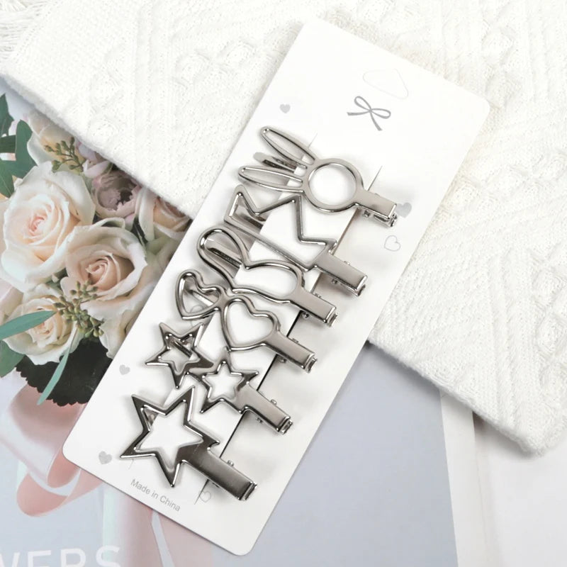 Sliver Color Metal Hair Clips Women Y2K Duckbill Hairpin Personality Headwear Barrettes Hairclip Styling Accessories for Girls