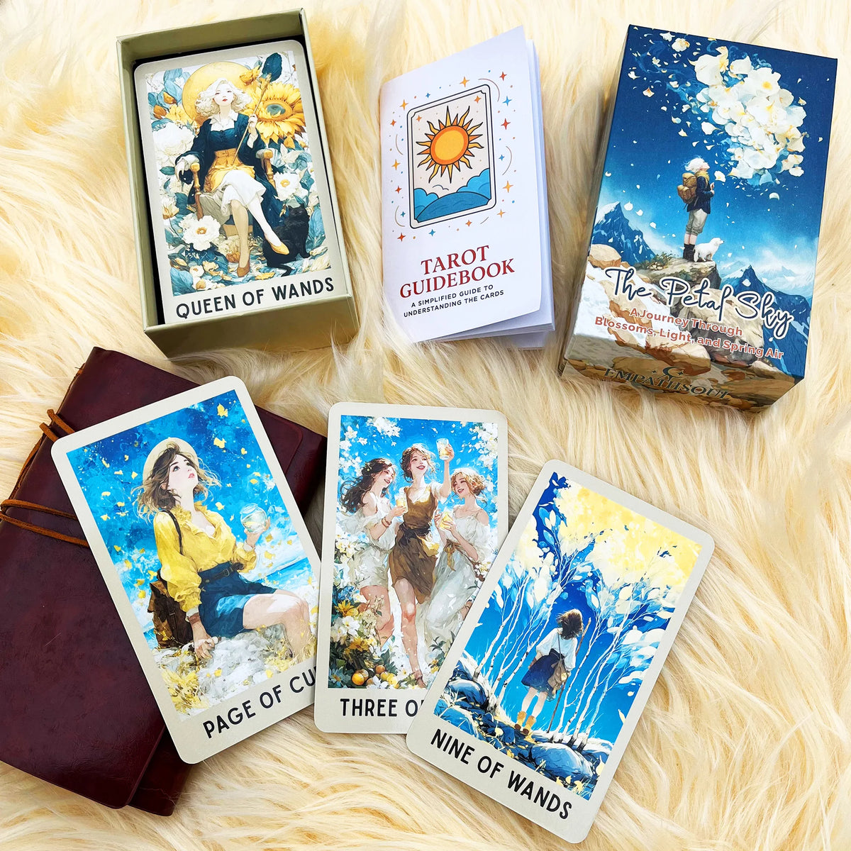 The Petal Sky, 78 Original Tarot Cards with Guidebook, Petal Theme Design, Card Games, Divination Tools, 12*7cm, 14+