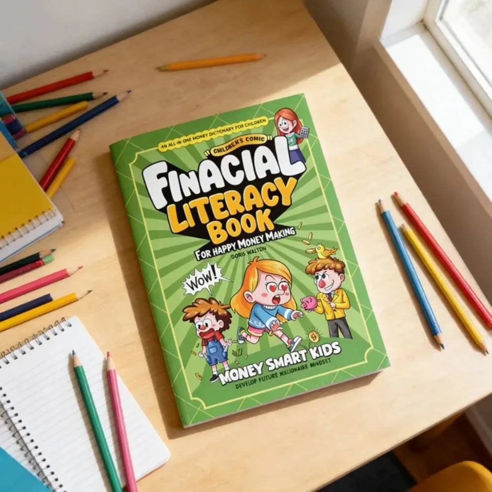Kids Financial Literacy Book, Children's Comic Style Money Learning Book, All-in-One Money Dictionary for Kids English Book