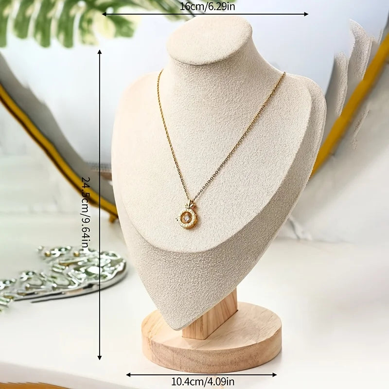Multicolor Solid Wood Neck Bust Jewelry Display Stand, Necklace & Pendant Holder Organizer, Wooden Mannequin Display Rack for Je